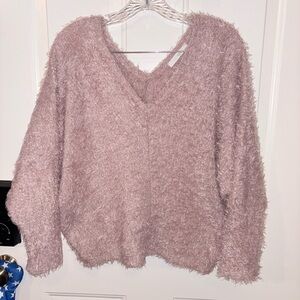 Elegant Mauve V-Neck Sweater